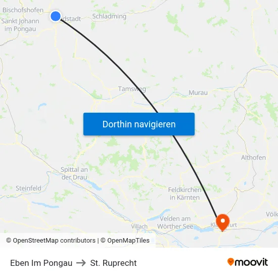 Eben Im Pongau to St. Ruprecht map
