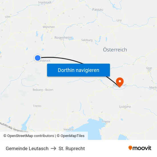 Gemeinde Leutasch to St. Ruprecht map