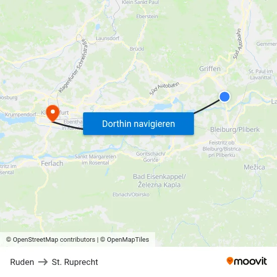 Ruden to St. Ruprecht map