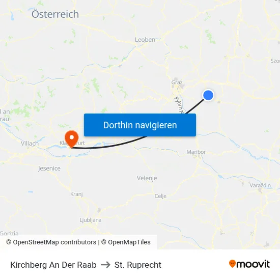 Kirchberg An Der Raab to St. Ruprecht map