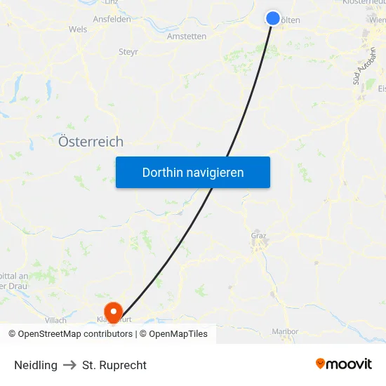 Neidling to St. Ruprecht map