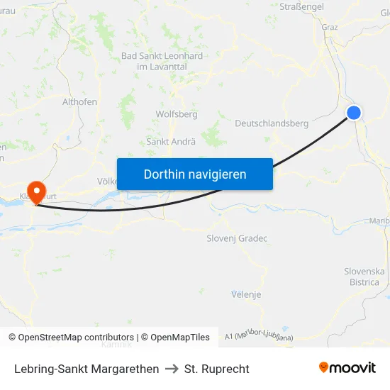 Lebring-Sankt Margarethen to St. Ruprecht map