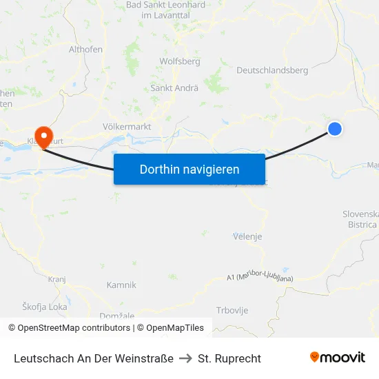 Leutschach An Der Weinstraße to St. Ruprecht map