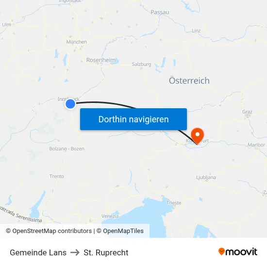 Gemeinde Lans to St. Ruprecht map