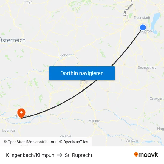 Klingenbach/Klimpuh to St. Ruprecht map