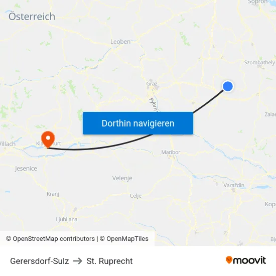 Gerersdorf-Sulz to St. Ruprecht map