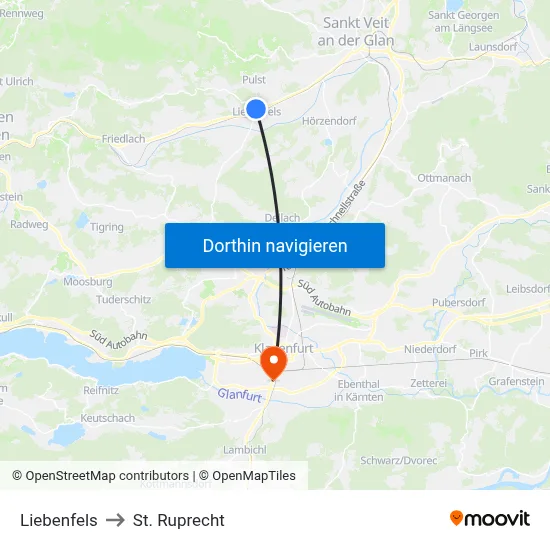 Liebenfels to St. Ruprecht map