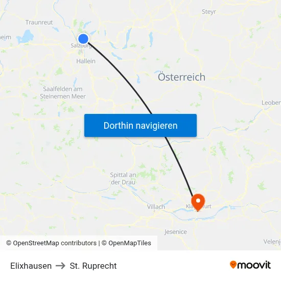 Elixhausen to St. Ruprecht map