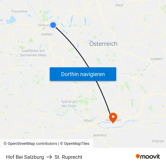Hof Bei Salzburg to St. Ruprecht map