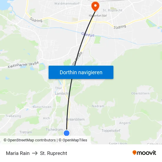 Maria Rain to St. Ruprecht map