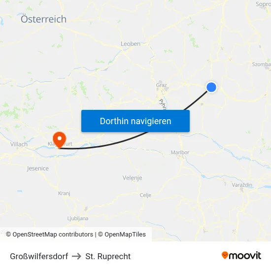 Großwilfersdorf to St. Ruprecht map
