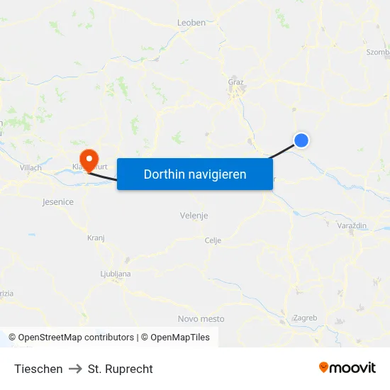 Tieschen to St. Ruprecht map