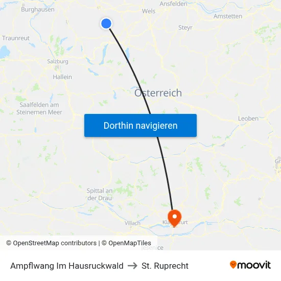 Ampflwang Im Hausruckwald to St. Ruprecht map