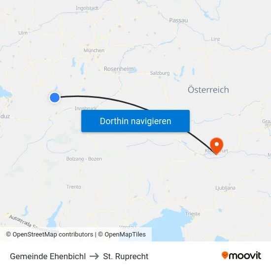 Gemeinde Ehenbichl to St. Ruprecht map