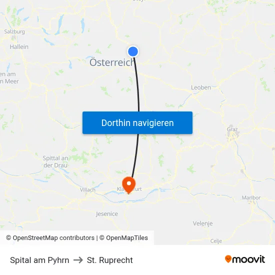 Spital am Pyhrn to St. Ruprecht map