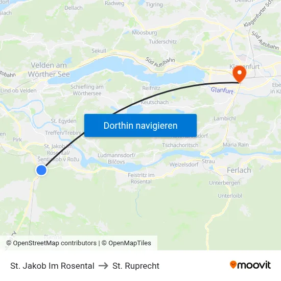 St. Jakob Im Rosental to St. Ruprecht map