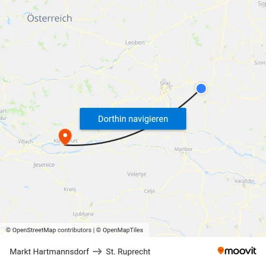 Markt Hartmannsdorf to St. Ruprecht map