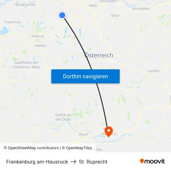 Frankenburg am Hausruck to St. Ruprecht map