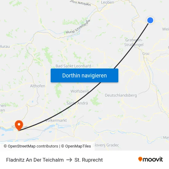 Fladnitz An Der Teichalm to St. Ruprecht map