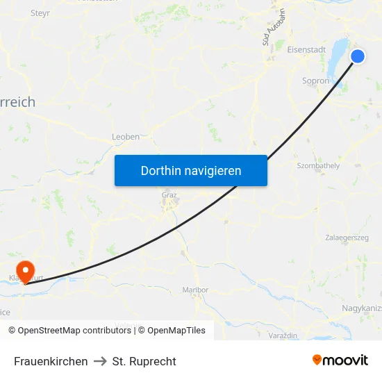 Frauenkirchen to St. Ruprecht map