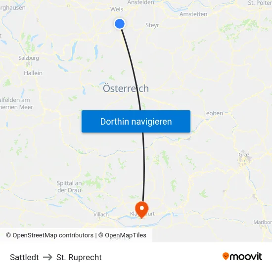 Sattledt to St. Ruprecht map