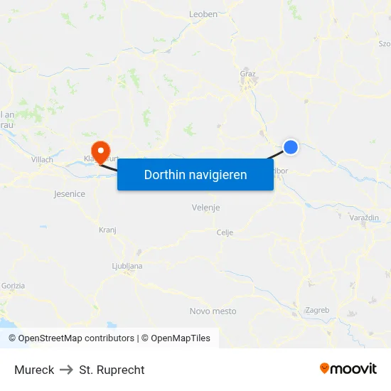 Mureck to St. Ruprecht map