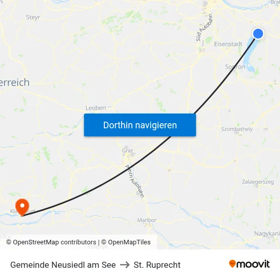 Gemeinde Neusiedl am See to St. Ruprecht map