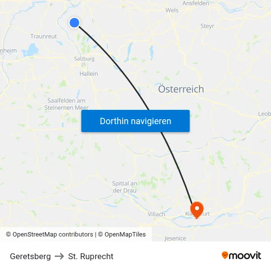 Geretsberg to St. Ruprecht map