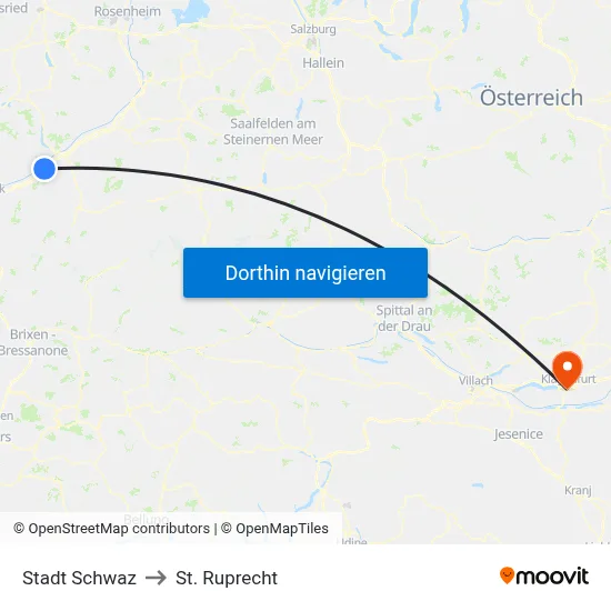 Stadt Schwaz to St. Ruprecht map