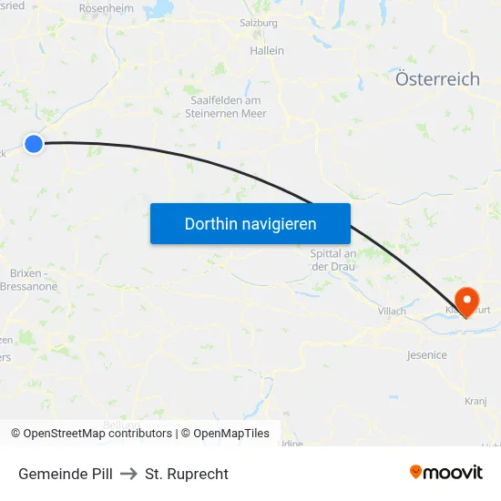 Gemeinde Pill to St. Ruprecht map