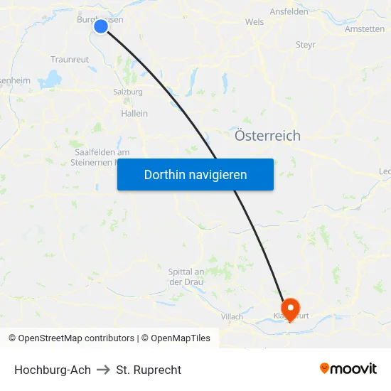 Hochburg-Ach to St. Ruprecht map