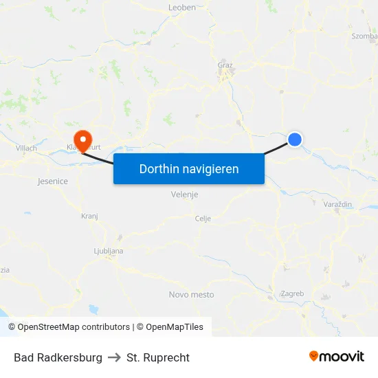 Bad Radkersburg to St. Ruprecht map