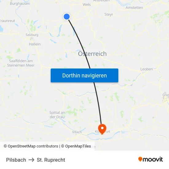 Pilsbach to St. Ruprecht map