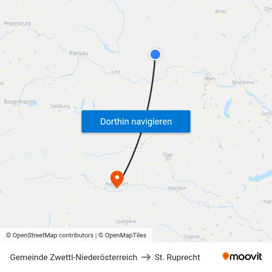 Gemeinde Zwettl-Niederösterreich to St. Ruprecht map