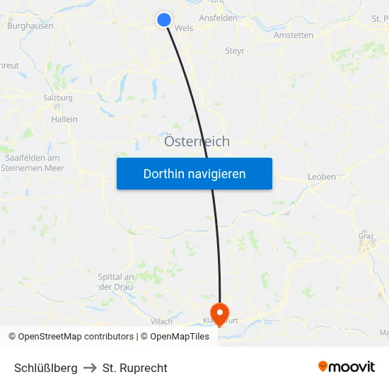 Schlüßlberg to St. Ruprecht map