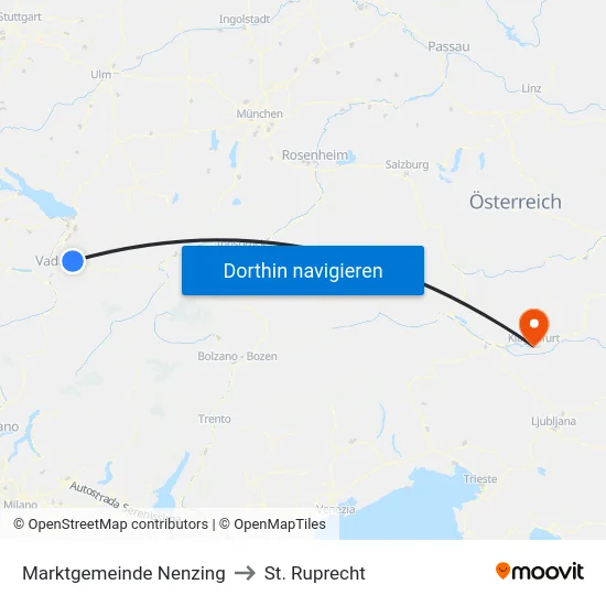 Marktgemeinde Nenzing to St. Ruprecht map