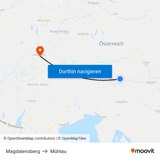 Magdalensberg to Mühlau map