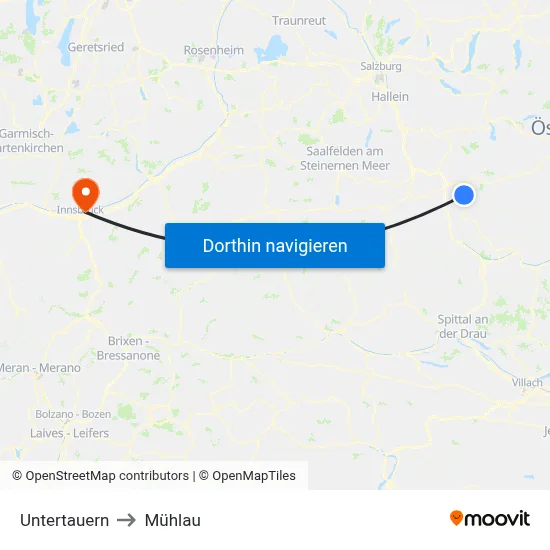 Untertauern to Mühlau map