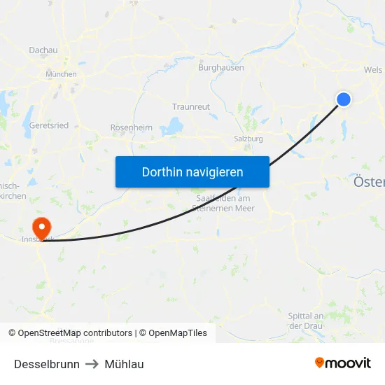 Desselbrunn to Mühlau map