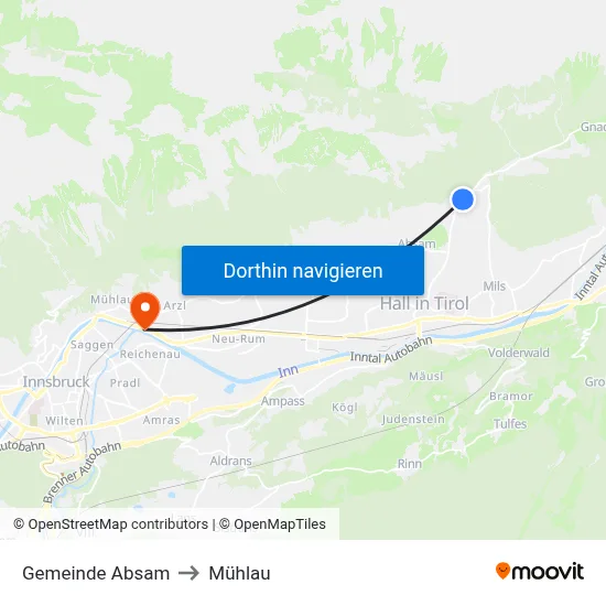 Gemeinde Absam to Mühlau map