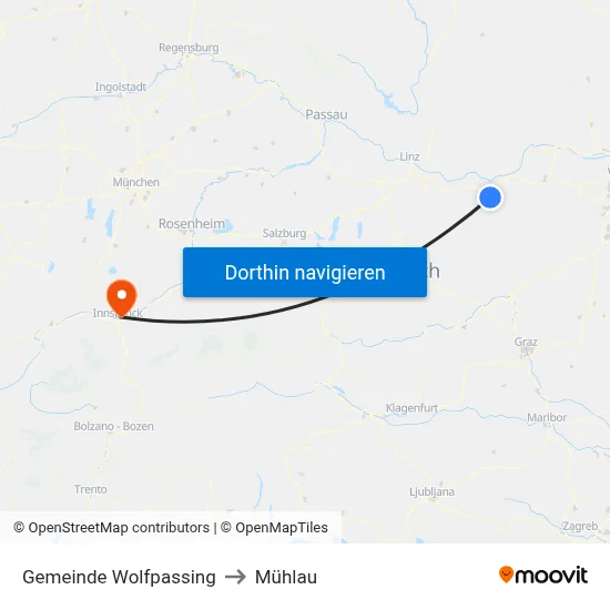 Gemeinde Wolfpassing to Mühlau map