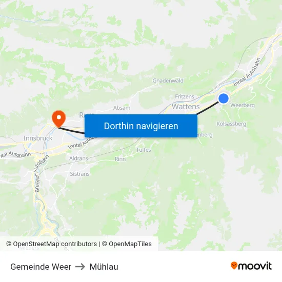 Gemeinde Weer to Mühlau map