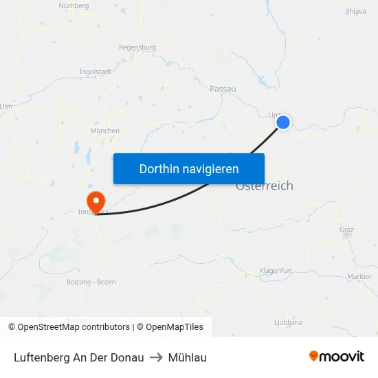 Luftenberg An Der Donau to Mühlau map