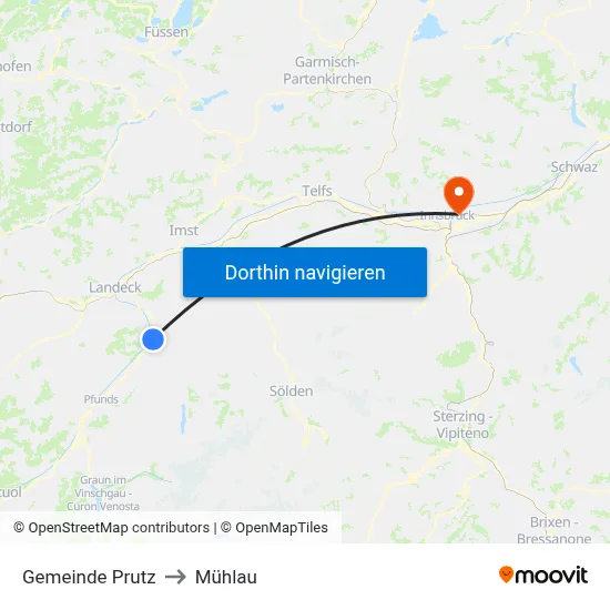 Gemeinde Prutz to Mühlau map