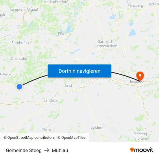 Gemeinde Steeg to Mühlau map