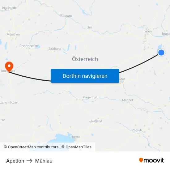 Apetlon to Mühlau map