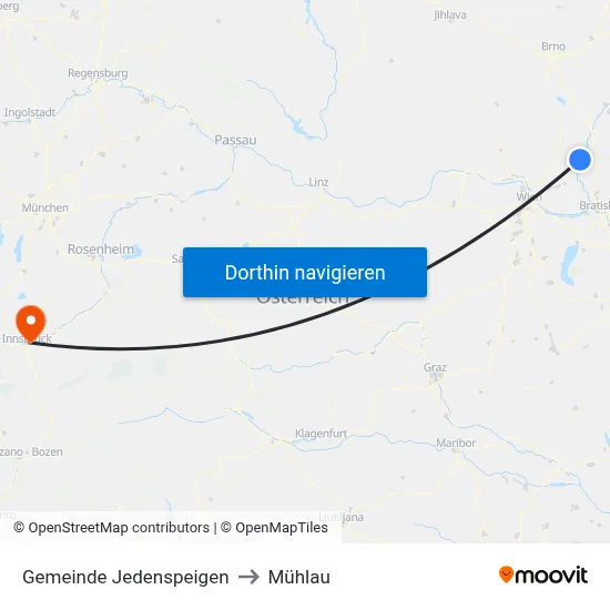 Gemeinde Jedenspeigen to Mühlau map