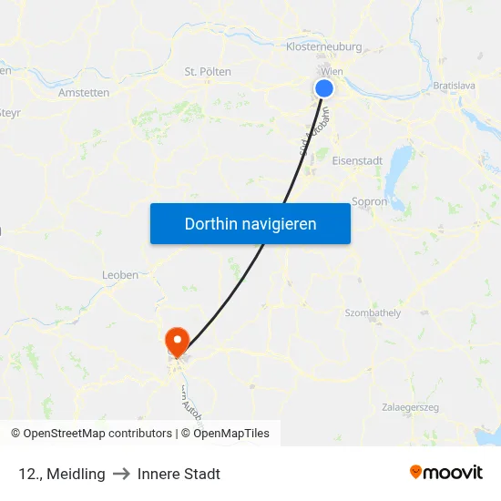 12., Meidling to Innere Stadt map