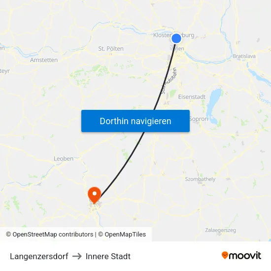 Langenzersdorf to Innere Stadt map