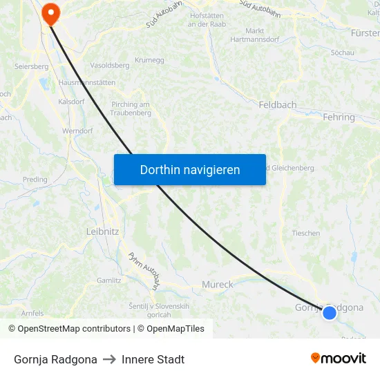 Gornja Radgona to Innere Stadt map